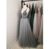 Women's Long Chiffon Tulle Prom Dress - Dark Gray - Dress - 22W - Chiffon/Tulle - image 13
