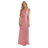 Women's Elegant Long Sequin Dress - Burgundy - Evening Dress - 22 - Polyester Sequin - image 7