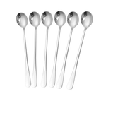 Stainless Steel Long Coffee Spoons 6Pcs - Silver - 6pcs - Round Head - Large - Stainless Steel - image 11