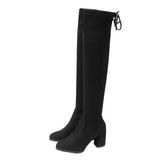 Women's Thigh Tie Block Heel Boots - Black - 1 - 3cm - No Plush Boots - 42 B - PU Leather - image 22
