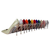 Metal Carved Heels - Black - Embossed Heel Stilettos - 10 B - Silk/PU Leather - image 29