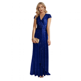 Women's Elegant Long Sequin Dress - Burgundy - Evening Dress - 22 - Polyester Sequin - image 10