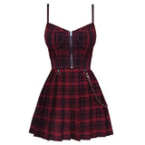 Women's Gothic Plaid Pleated Dress - Red - Dress - XXXL - Polyester - image 14