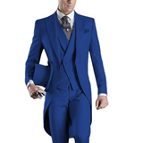 Men's Custom 3 Pcs Grooms Suit Tailcoat - Blue - 3 Piece Groomsmen Tuxedo Suit - 6XL - Polyester - image 4