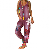 Women's Boho Denim Flower Print Romper - Pink - Jumpsuit - 5XL - Polyester Denim - image 22