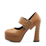 Women's Rivet Strap Platform Mary Janes - Black 1 - Mary Jane Heels - 10 B - PU leather - image 14