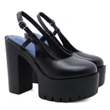 Women's Sexy High Chunky Heel Platforms - Black 1 - Strappy Sandals - 42 B - PU Leather - image 32