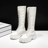 Funki Buys | Boots | Women's Knee-High Platform Lace Up Boot - White - Boots / 12 B / PU Leather - image 13