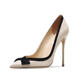 Women's Faux Leather Bow Knot Stilettos - Apricot - 1 / Suede / 12cm - 45 B - PU Leather - image 31