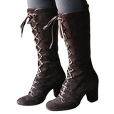 Women's Vintage Retro Lace Up Boots - Auburn - Victorian Boots - 43 B - PU Sued Leather - image 13
