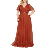 Women's Plus Size Long Evening Dress - Burnt Orange - Dress - 26 - Polyester Chiffon - image 1