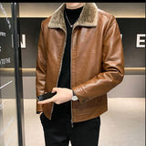 Men's Luxury Faux Leather Winter Jacket - Yellow/Brown - Men's Fashion Jacket - 5XL - PU Leather - image 11