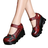 Women's Designer Leather Gothic Pumps - Red - Mary Janes - 9 B - Genuine Leather - image 35