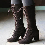 Women's Vintage Retro Lace Up Boots - Blue - Victorian Boots - 43 B - PU Sued Leather - image 2