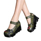 Women's Designer Leather Gothic Pumps - Green - Mary Janes - 9 B - Genuine Leather - image 34