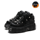 Women's Gothic Punk Platform Sneakers - Black - 1 /  No Plush / Punk Shoes - 44 B - PU Leather - image 5