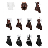 Women's Steampunk Top Corset Skirt Set - White - 1 / Steampunk / Shirt - 6XL - Polyester - image 46