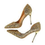 Women's Elegant Glitter Wedding Shoes - Gold - Glitter Wedding Heels - 43 B - PU Leather - image 46