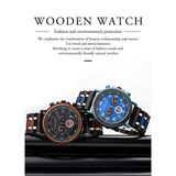 Men's Wooden Quartz Wrist Stop Watch - Blue/Black - E03-1 / Wood Watch - Wood/Stainless Steel - image 14