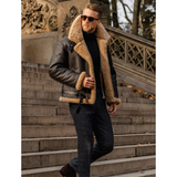 Men's Warm Faux Fur and Leather Jacket - Apricot - Faux Leather Jacket - 5XL - PU Leather Fleece - image 18