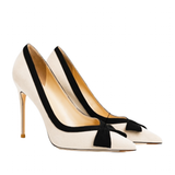 Women's Faux Leather Bow Knot Stilettos - Apricot - 1 / Suede / 12cm - 45 B - PU Leather - image 19