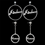 Custom Name Phrase Initial Drop Earring - Silver - 1 / Style1 / Silver Color - Stone Size 25mm - Stainless Steel - image 1