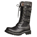 Men's Gothic Motorcycle Mid-Calf Boots - Black - Buckle Strap Boots - 45 B - PU Leather - image 16