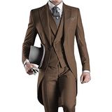 Men's Custom 3 Pcs Grooms Suit Tailcoat - Black - 3 Piece Groomsmen Tuxedo Suit - 6XL - Polyester - image 9