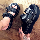 Women's Gothic Platform Wedge Sandals - Black - 1 / Bat / Sandals - 10.5 B - PU Leather - image 2
