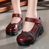 Women's Designer Leather Gothic Pumps - Red - Mary Janes - 9 B - Genuine Leather - image 8