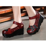 Women's Designer Leather Gothic Pumps - Red - Mary Janes - 9 B - Genuine Leather - image 7