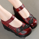 Women's Designer Leather Gothic Pumps - Red - Mary Janes - 9 B - Genuine Leather - image 5