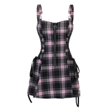 Women's Fairy Grunge Plaid Mini Dress - White - Mini Dress - XXXL - Polyester - image 34
