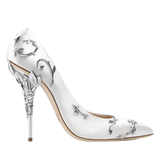 Women's Elegant Silk Formal Prom Stilettos - Gold - Embossed Shoe - 9.5 B - Silk/PU Leather - image 35