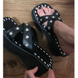 Women's Gothic Platform Wedge Sandals - Black - 1 / Bat / Sandals - 10.5 B - PU Leather - image 33
