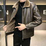 Men's Luxury Faux Leather Winter Jacket - Yellow/Brown - Men's Fashion Jacket - 5XL - PU Leather - image 21
