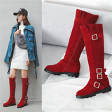 Women's Plush Knee High Boots - Brown - Knee High Boots - 11 B - PU Suede Leather - image 10