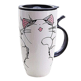 Large 20oz Ceramic Cat Mug + Spoon Lid - White - Pattern 1 / Cat Mug - 20oz - Porcelain - image 37