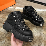 Women's Gothic Punk Platform Sneakers - Black - 1 /  No Plush / Punk Shoes - 44 B - PU Leather - image 6