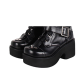 Women's Japanese Gothic Platform Boots - Wine Red - Platform Buckle Boots - 11 B - PU Leather - image 26