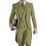 Men's Custom 3 Pcs Grooms Suit Tailcoat - Black - 3 Piece Groomsmen Tuxedo Suit - 6XL - Polyester - image 20
