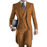 Men's Custom 3 Pcs Grooms Suit Tailcoat - Brown - 3 Piece Groomsmen Tuxedo Suit - 6XL - Polyester - image 10