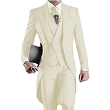 Men's Custom 3 Pcs Grooms Suit Tailcoat - Black - 3 Piece Groomsmen Tuxedo Suit - 6XL - Polyester - image 22