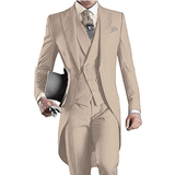 Men's Custom 3 Pcs Grooms Suit Tailcoat - Black - 3 Piece Groomsmen Tuxedo Suit - 6XL - Polyester - image 24