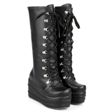 Women's High Platform Gothic Wedge Boot - Black - Platform Wedges - 12 B - PU Leather - image 11