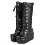 Women's High Platform Gothic Wedge Boot - Black - Platform Wedges - 12 B - PU Leather - image 1