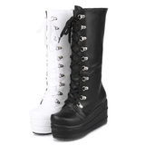 Women's High Platform Gothic Wedge Boot - Black - Platform Wedges - 12 B - PU Leather - image 18