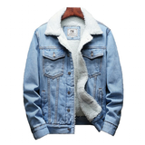 Men's Warm Denim and Sherpa Jackets - Blue - Light Blue / Plush Winter Jacket - 6XL - Denim/Sherpa - image 26
