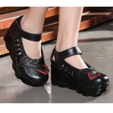 Women's Designer Leather Gothic Pumps - Red - Mary Janes - 9 B - Genuine Leather - image 29