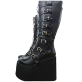 Funki Buys | Boots | Women's High Platform Wedg... - Black - 1 / Matte / Platform Buckle Boots / 43 B / PU Leather - image 17